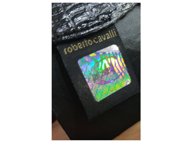 Just Cavalli hoch taillierter Krokogürtel Schwarz - Ansicht 6