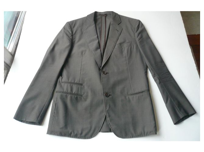 Hermès HERMES BROWN WOOL SUIT T48 fr Castanho escuro - vista 3