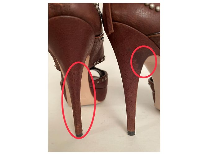 Décolleté Miu Miu Camoscio Marrone Chiodi Metallo - vista 8