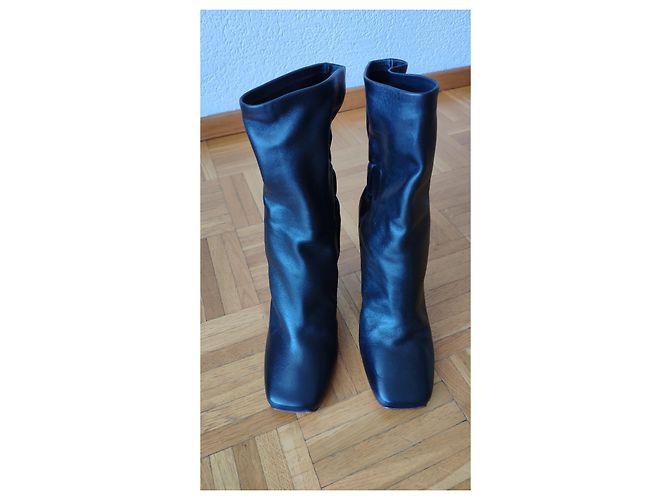 PROENZA SCHOULER LEDER-STIEFELETTEN MIT METALLABSATZ Schwarz - Ansicht 5