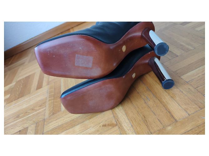 PROENZA SCHOULER LEDER-STIEFELETTEN MIT METALLABSATZ Schwarz - Ansicht 6