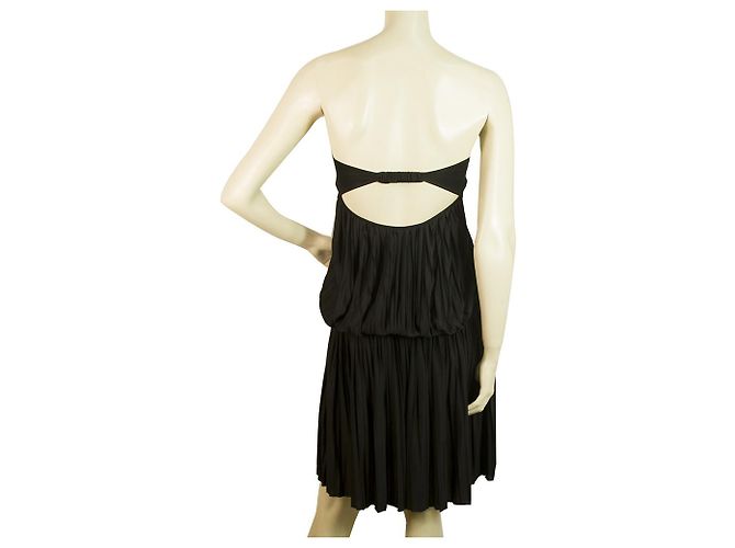 Vanessa Bruno Athe Schwarzes trägerloses Plissee Sommerkleid Größe 2 - Ansicht 2