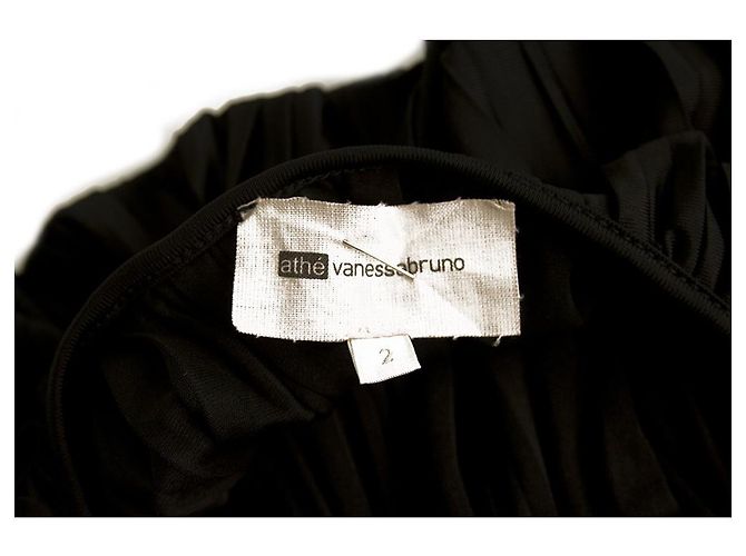 Vanessa Bruno Athe Schwarzes trägerloses Plissee Sommerkleid Größe 2 - Ansicht 3