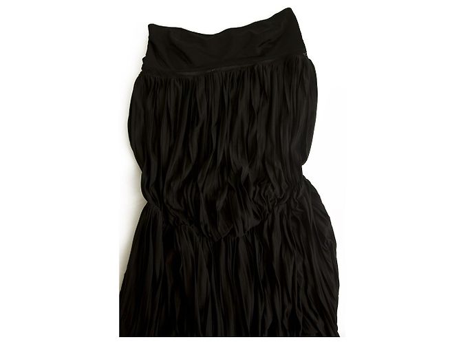 Vanessa Bruno Athe Schwarzes trägerloses Plissee Sommerkleid Größe 2 - Ansicht 5
