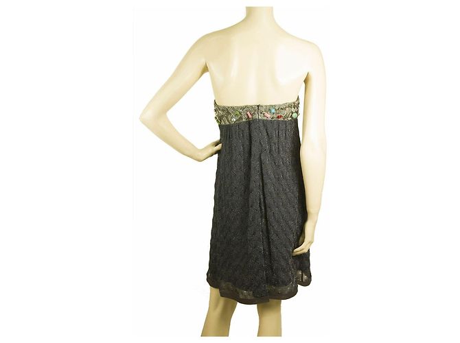 Missoni Blue Grey gestrickt Trägerloses Mini-Perlenkleid in IT-Größe 44 Blau Grau - Ansicht 3