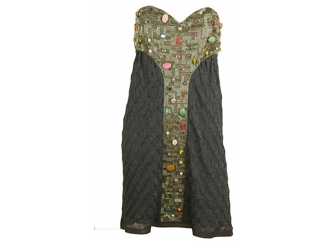 Missoni Blue Grey gestrickt Trägerloses Mini-Perlenkleid in IT-Größe 44 Blau Grau - Ansicht 5