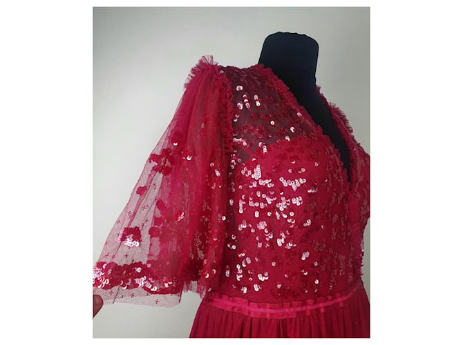 Abito lungo rosso Needle & Thread - vista 3