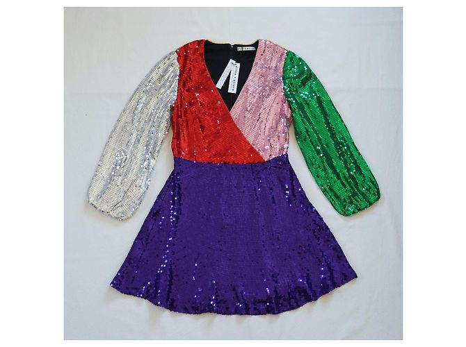 Alice + Olivia Pailletten Minikleid Colorblock Mehrfarben - Ansicht 2