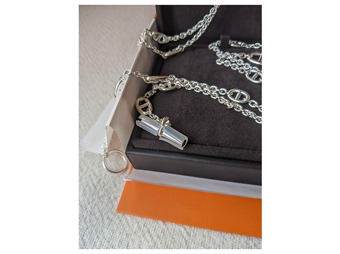 Hermès baile alegre 160 cm Collar largo de plata de ley Hardware de plata - vista 8
