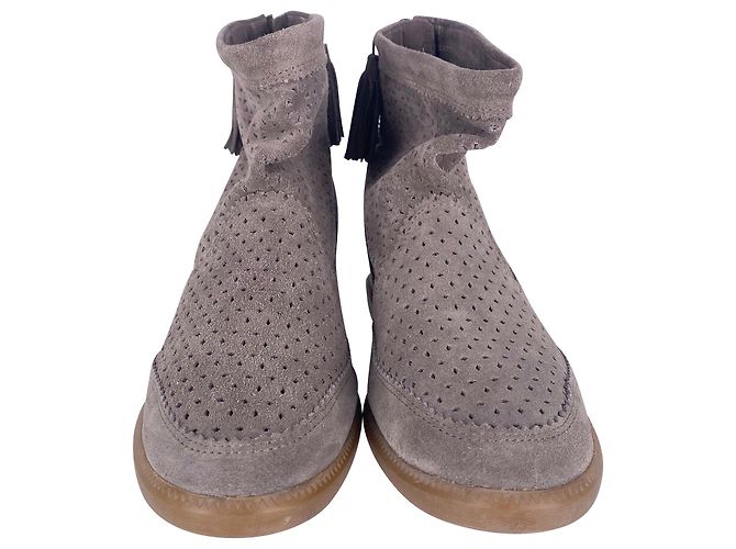 Isabel Marant Tronchetto in velluto Stainer in camoscio grigio - vista 2