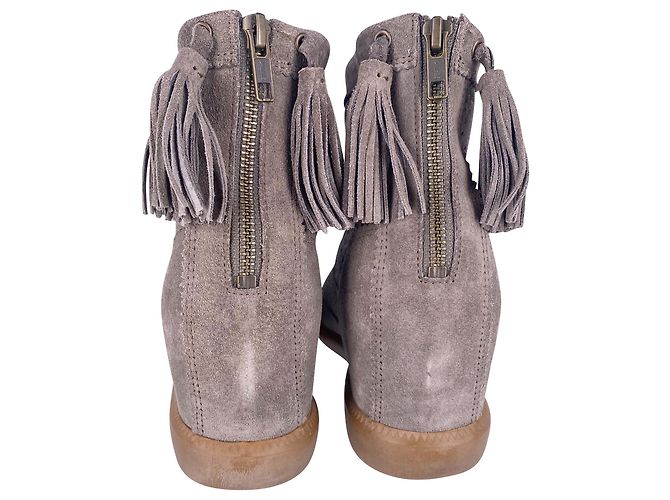 Isabel Marant Tronchetto in velluto Stainer in camoscio grigio - vista 4