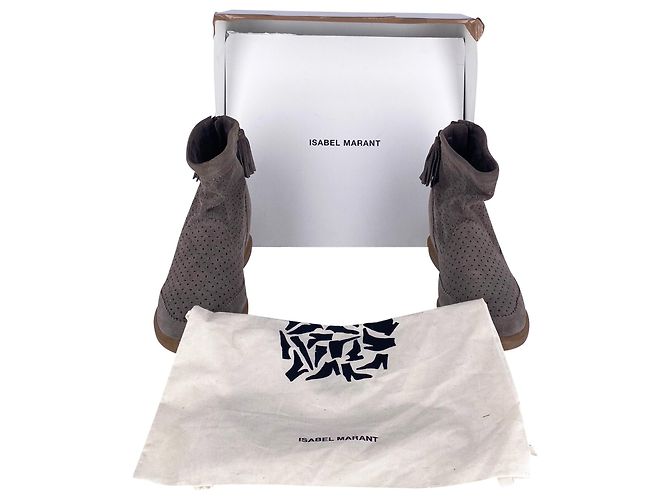 Isabel Marant Tronchetto in velluto Stainer in camoscio grigio - vista 7
