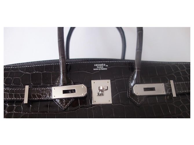 Hermès Borsa HERMES BIRKIN 35 coccodrillo Grigio Grigio antracite - vista 14