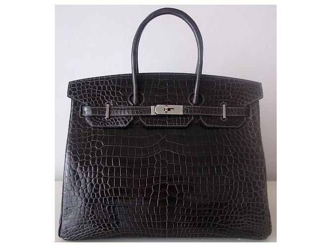 Hermès Borsa HERMES BIRKIN 35 coccodrillo Grigio Grigio antracite - vista 17