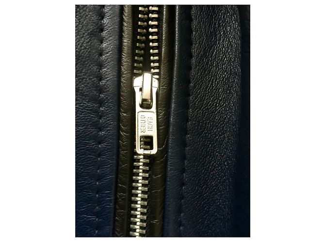 Each X Other Leather two tone biker jacket in black and navy Blue - view 10