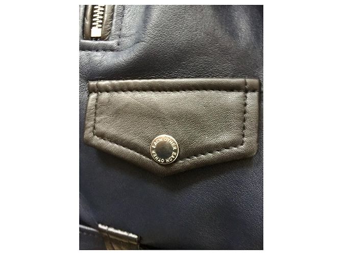 Each X Other Leather two tone biker jacket in black and navy Blue - view 9