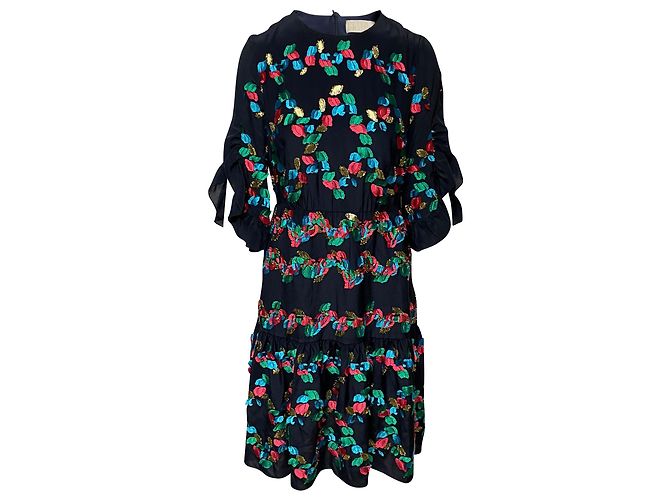Vestido bordado Peter Pilotto en seda negra - vista 2