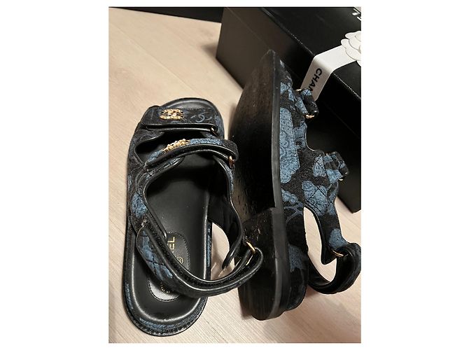 Sandali Chanel Dad blu in tessuto taglia 36 - vista 4