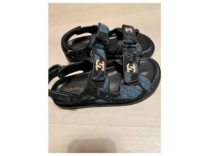 Sandali Chanel Dad blu in tessuto taglia 36 - vista 5