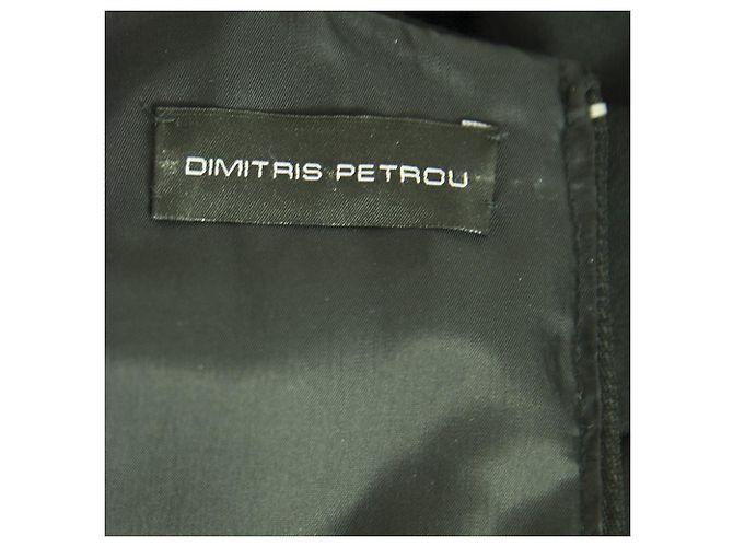 Autre Marque Dimitris Petrou Mini abito a mantella con piume e perline nere Nero - vista 3