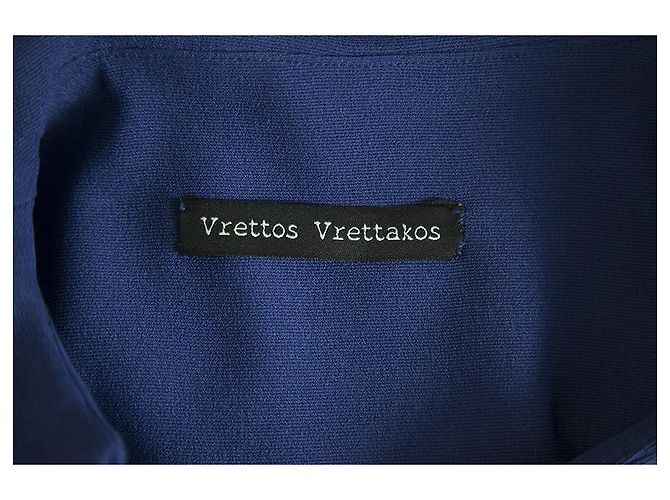 Autre Marque Vrettos Vrettakos Blaues knielanges ärmelloses Cape-Kleid - Ansicht 3
