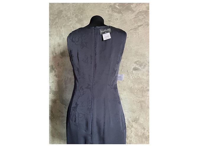 Vestido sin mangas azul marino Chanel de viscosa - vista 14