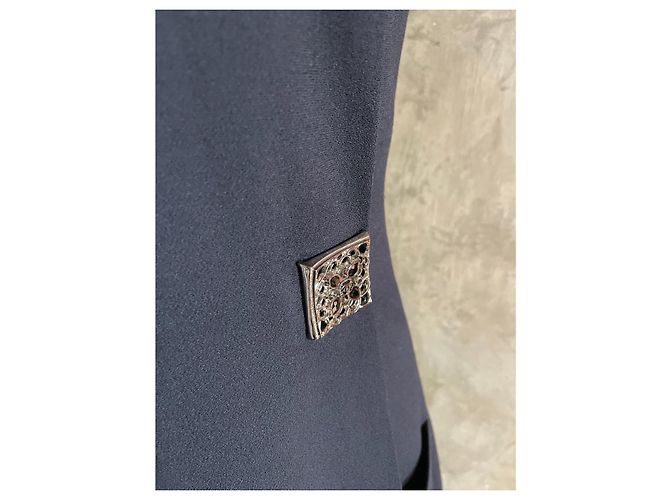 Vestido sin mangas azul marino Chanel de viscosa - vista 4