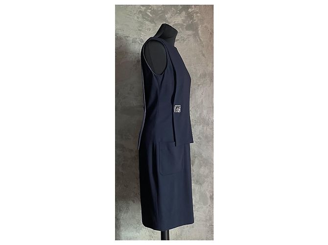 Vestido sin mangas azul marino Chanel de viscosa - vista 5