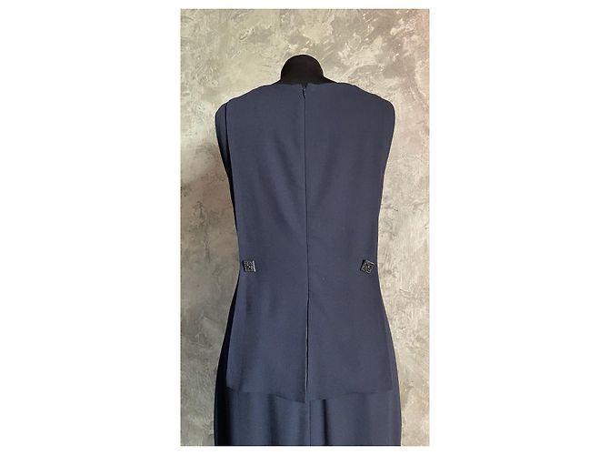Vestido sin mangas azul marino Chanel de viscosa - vista 7