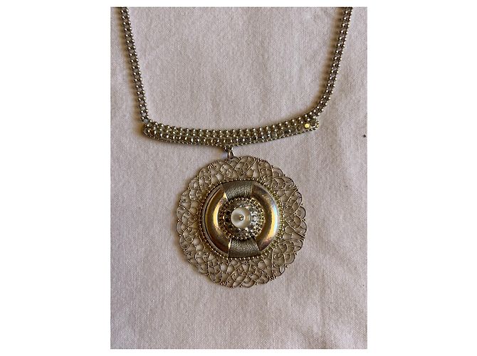 Satellite Collana con ciondolo pettorina Argento Bianco - vista 3