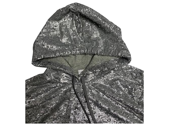 Robert Rodriguez Pailletten-Kapuzenpullover aus silberfarbenem Polyester Metallisch - Ansicht 4
