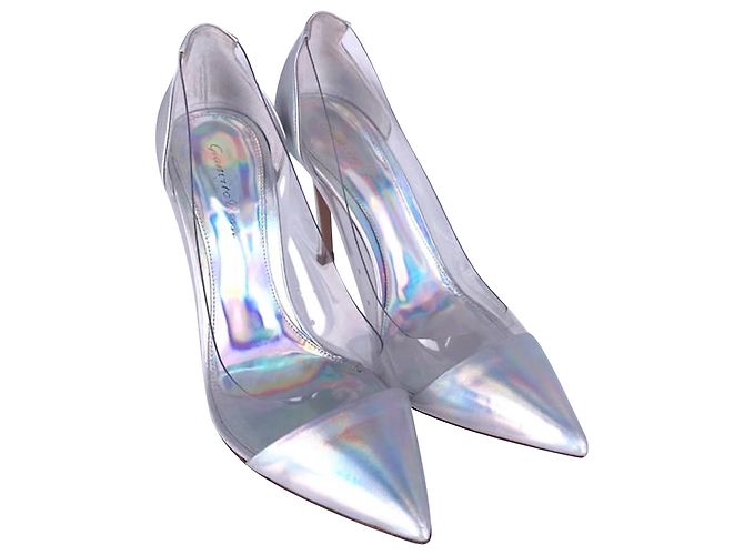 Gianvito Rossi Décolleté in Plexi Laser in Vernice Argento Metallico - vista 2
