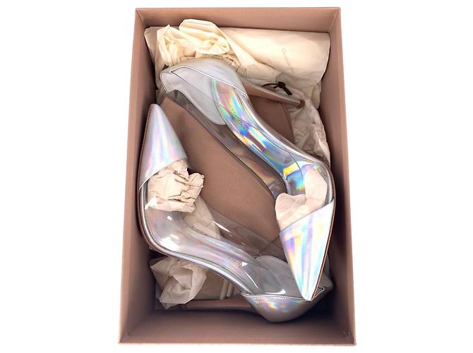 Gianvito Rossi Décolleté in Plexi Laser in Vernice Argento Metallico - vista 7