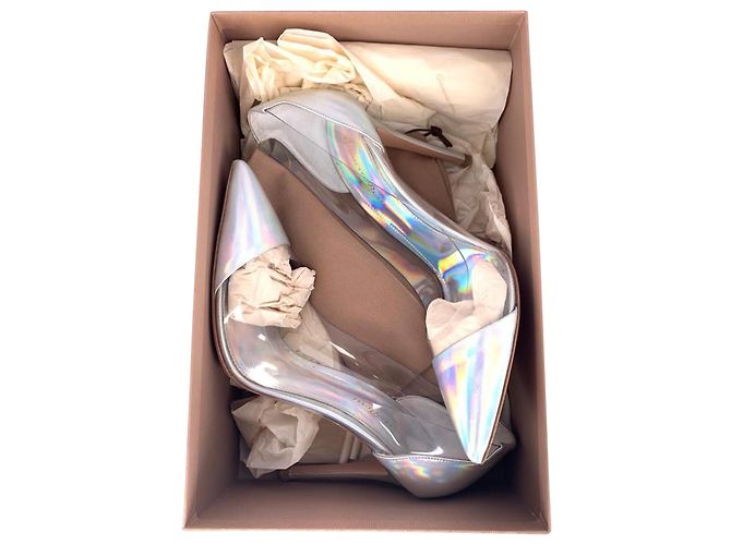 Gianvito Rossi Décolleté in Plexi Laser in Vernice Argento Metallico - vista 8