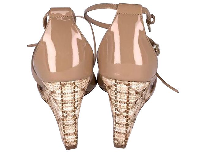 Christian Dior Escapade con zeppa in pelle beige - vista 2