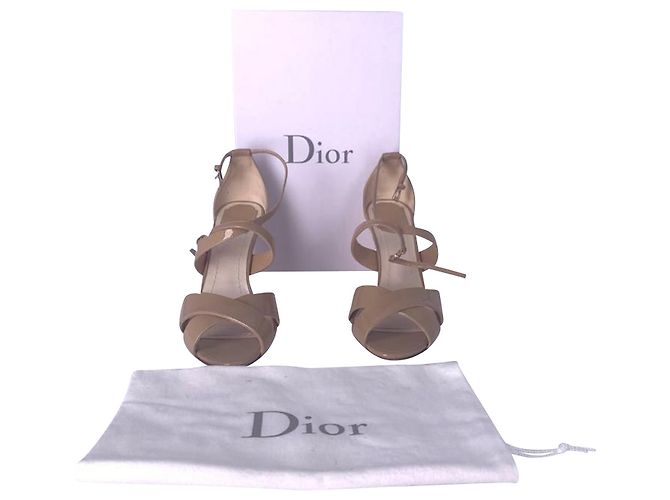 Christian Dior Escapade con zeppa in pelle beige - vista 3