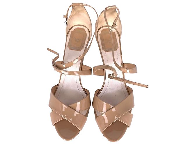 Christian Dior Escapade con zeppa in pelle beige - vista 5