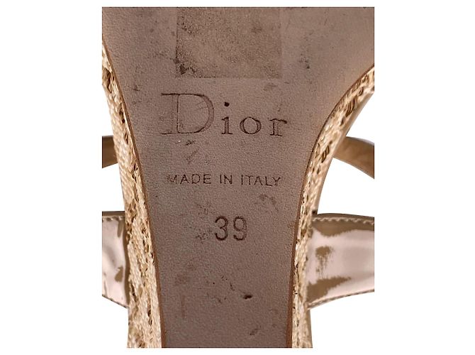 Christian Dior Escapade con zeppa in pelle beige - vista 6