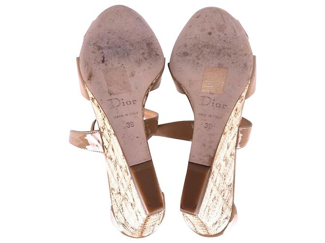 Christian Dior Escapade con zeppa in pelle beige - vista 7