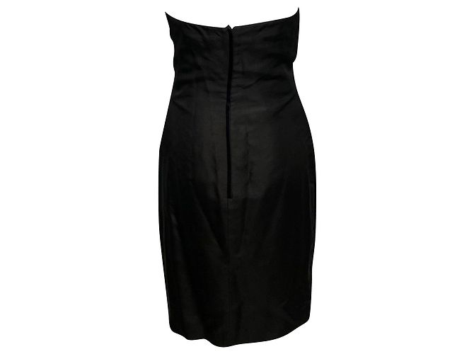 Valentino Gerafftes trägerloses Minikleid aus schwarzer Seide - Ansicht 2