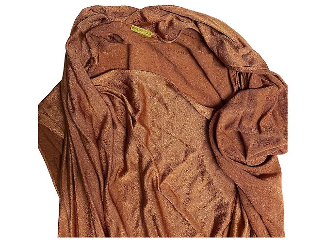 Autre Marque Dodo Bar Ora – Midikleid mit Gürtel aus braunem Satin - Ansicht 3