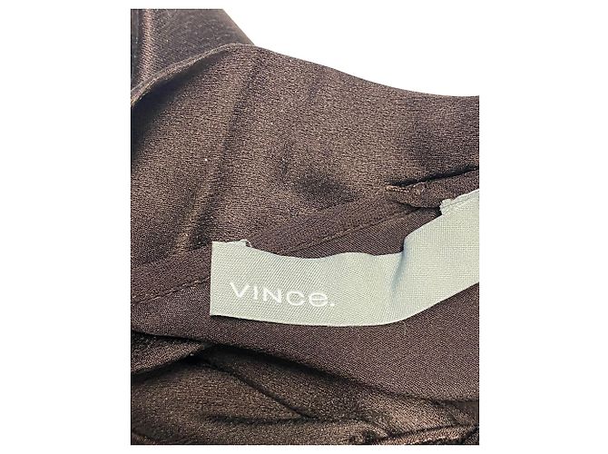 Blusa Vince con cuello torcido en seda marrón Castaño - vista 3