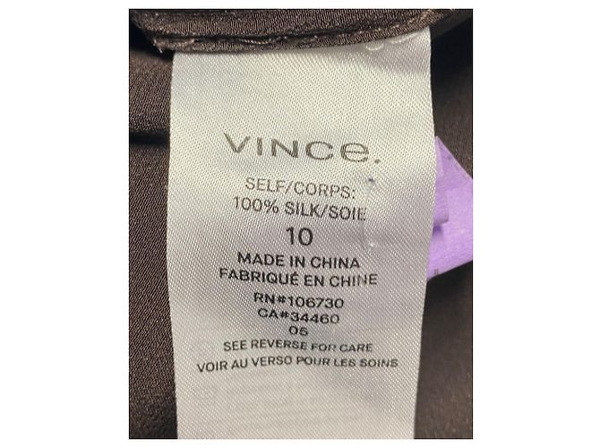 Blusa Vince con cuello torcido en seda marrón Castaño - vista 5