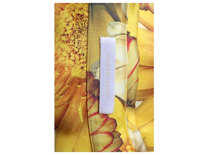 Autre Marque Naeem Khan Kleid mit Sonnenblumen. Gelb - Ansicht 6
