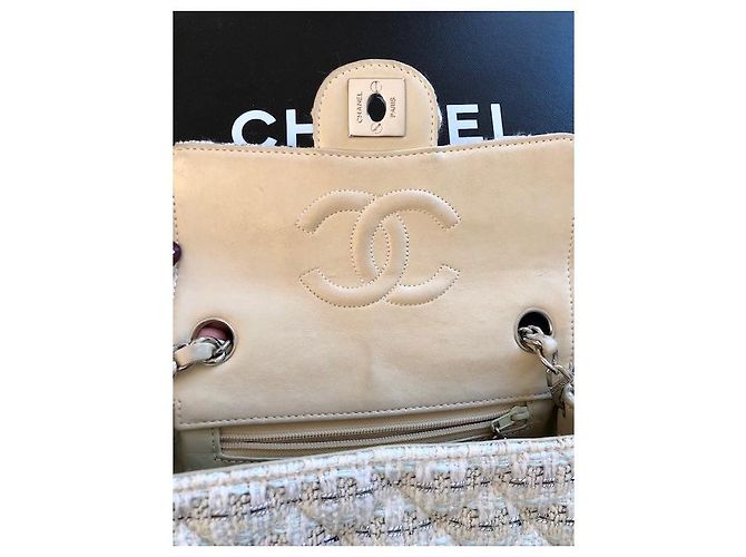 Mini bag Chanel in tweed bianco con hw . argento - vista 13