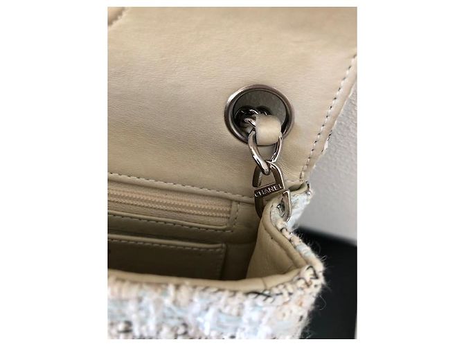Mini bag Chanel in tweed bianco con hw . argento - vista 15