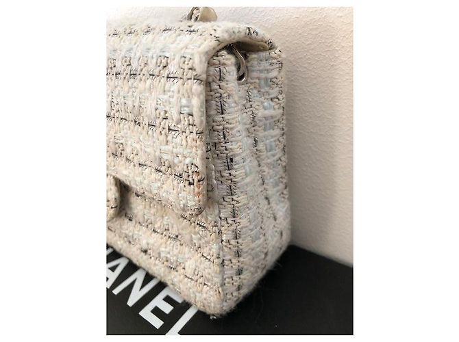 Mini bag Chanel in tweed bianco con hw . argento - vista 5