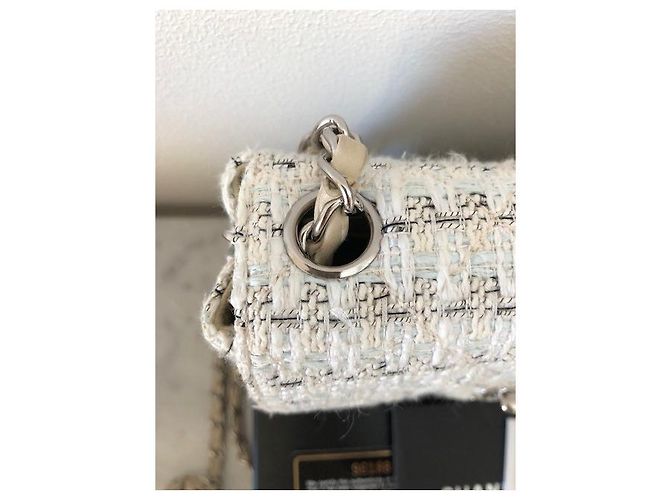 Mini bag Chanel in tweed bianco con hw . argento - vista 9