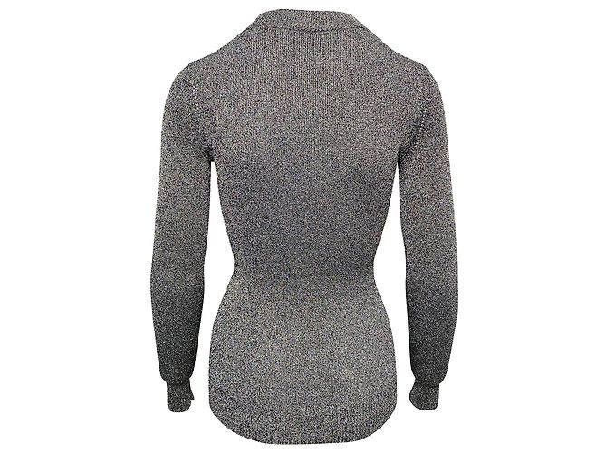 Christopher Kane Metálico Tricotado Top em Silver Viscose Cinza - vista 2