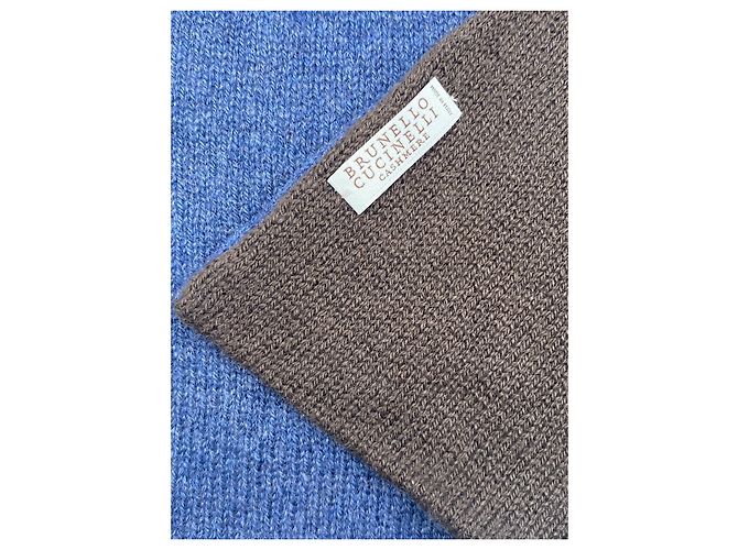 Sciarpa Brunello Cucinelli cashmere blu unisex nuova - vista 3